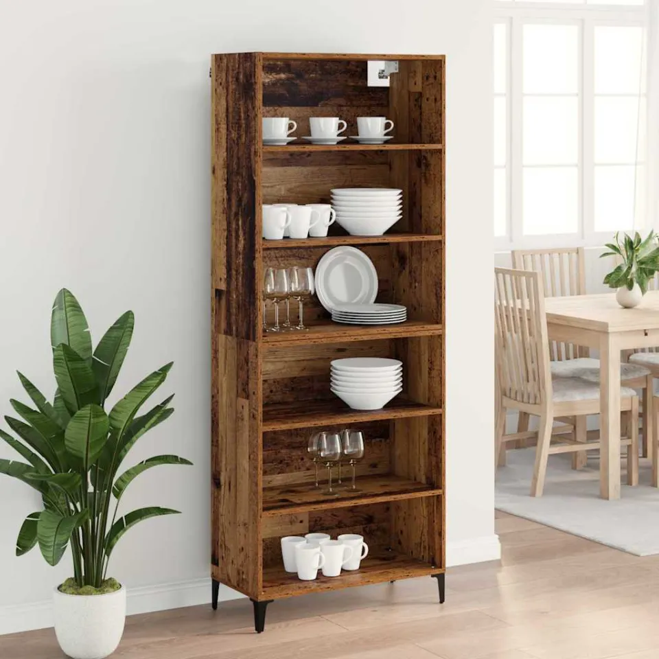 vidaXL Hoge kast Oud Hout 69,5 x 34 x 180 cm Bewerkt hout bruin, foto 4