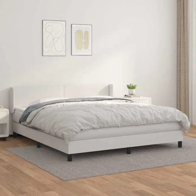 vidaXL Boxspring met matras kunstleer wit 160x200 cm