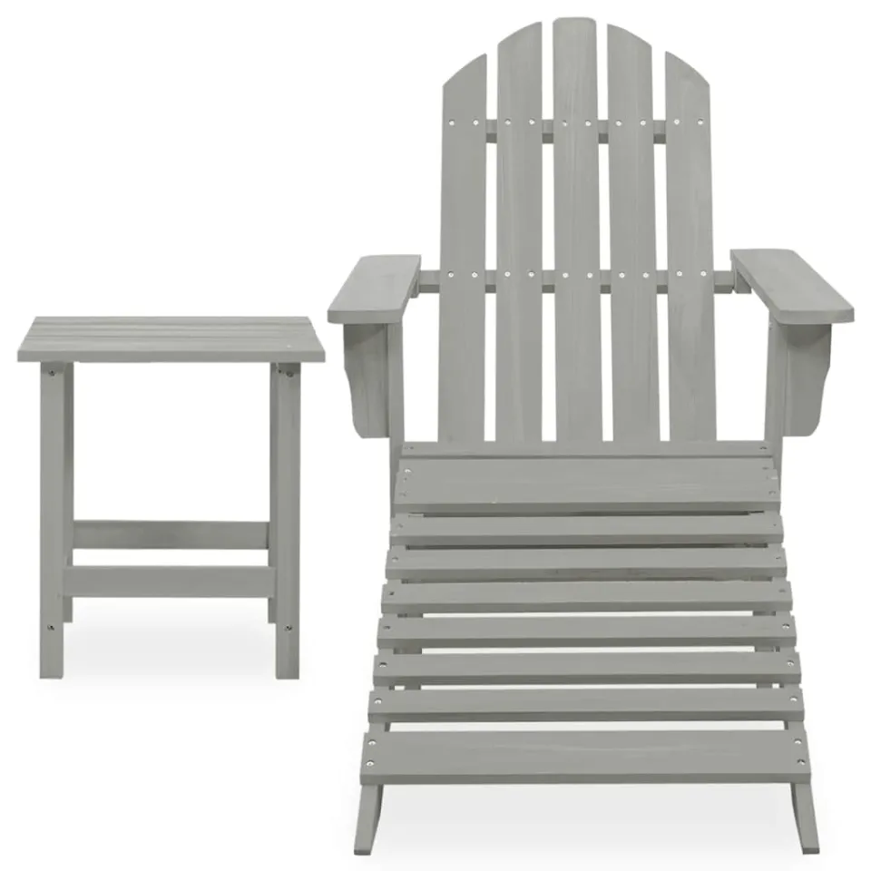 vidaXL Tuinstoel Adirondack voetenbank tafel massief vurenhout grijs, foto 2