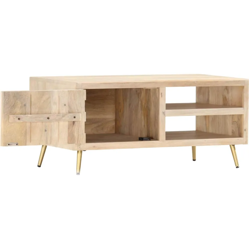 vidaXL Salontafel 90x45x40 cm massief mangohout bruin, foto 3