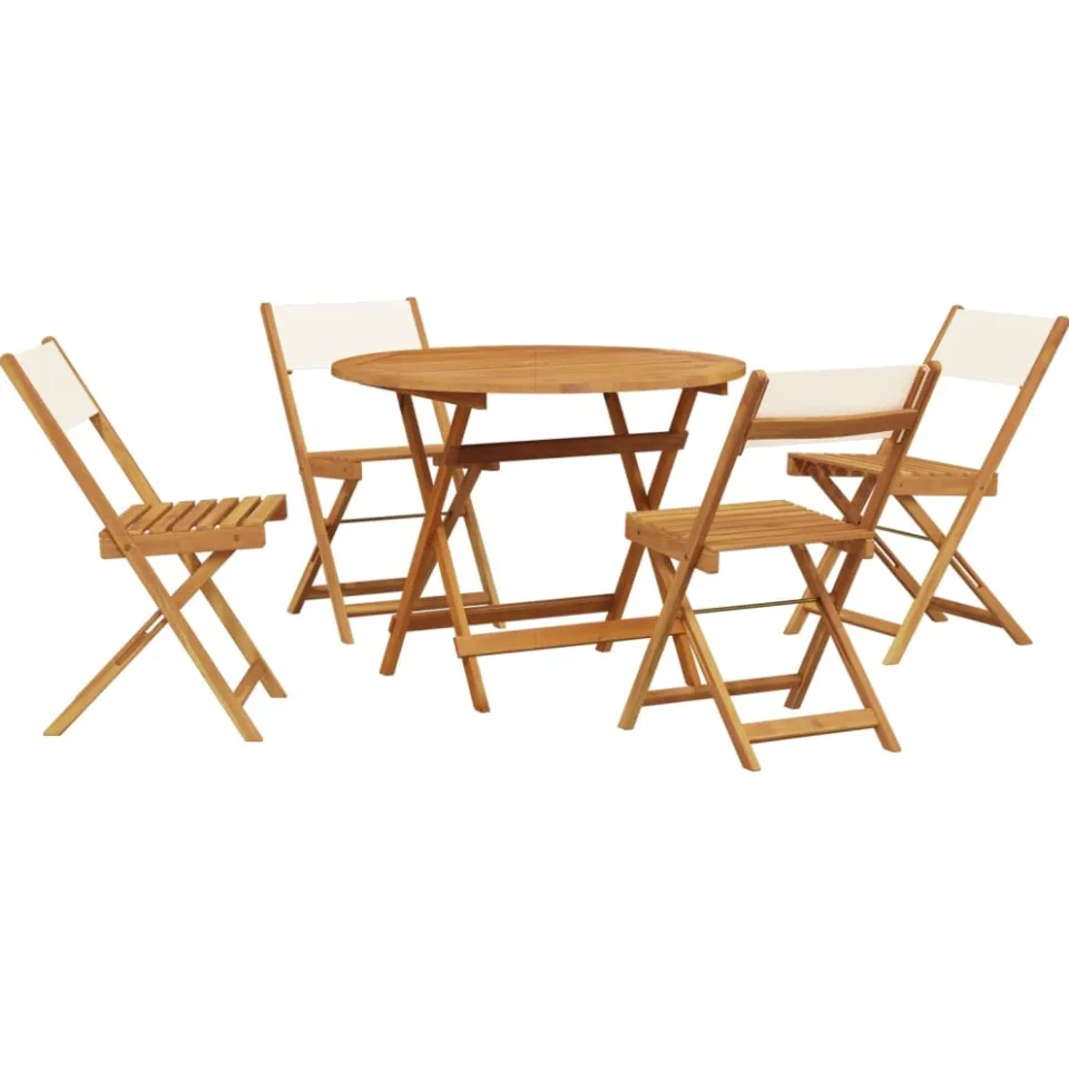 vidaXL 5-delige Tuinset massief hout en stof crèmewit, foto 4