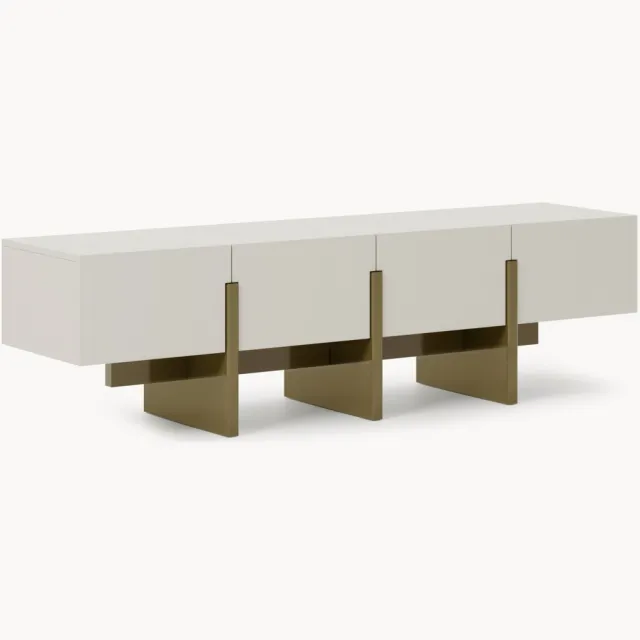 Westwing Collection Houten tv-meubel Dado Beige, Groen