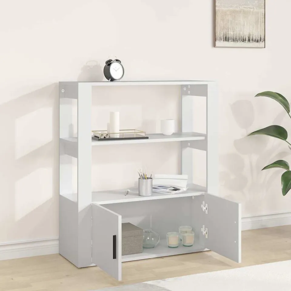 vidaXL Dressoir 80x30x90 cm bewerkt hout wit, foto 3
