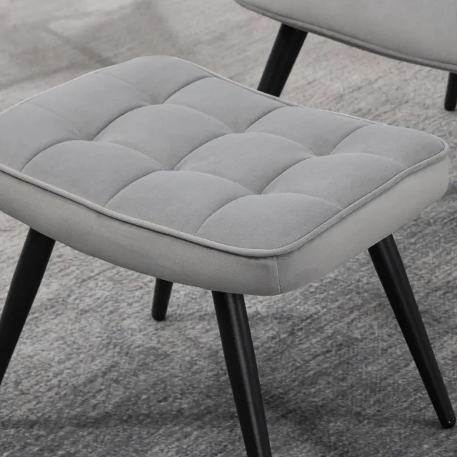 YYchan fauteuil met voetenbank - grijs - 73 x 77,5 x 98 cm
