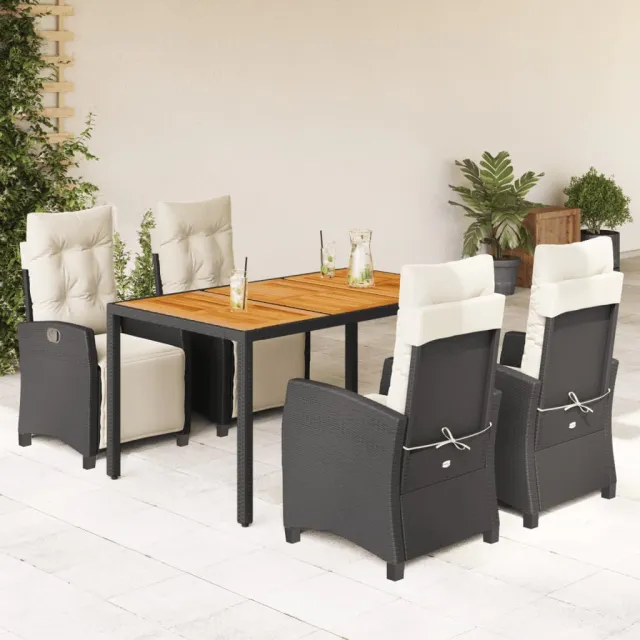vidaXL Patio Dining Set 4 st 4-zits Black and Cream, foto 2