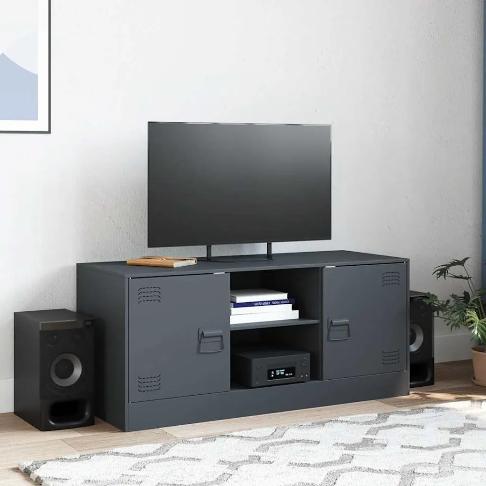 vidaXL Tv-meubel 99x39x44 cm staal antracietkleurig, foto 3