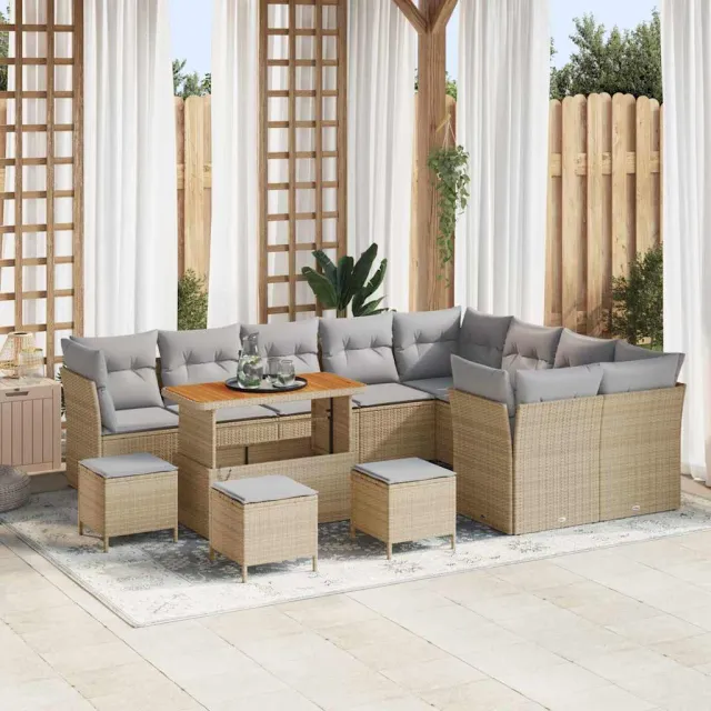 vidaXL Tuinbankenset 13 st Beige poly rattan, foto 2