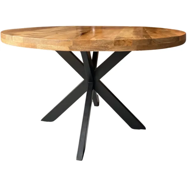 Sfeerwonen Enzo Eettafel - 130 cm ø - Rond Mangohout - Naturel - Matrix poot
