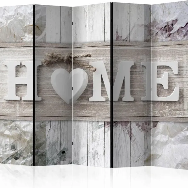 karo-art Vouwscherm / Kamerscherm - Opschrift Home 225x172cm , gemonteerd geleverd, dubbelzijdig geprint Multikleur