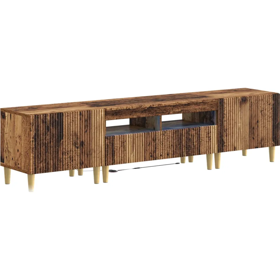 vidaXL 3-delige LED TV-kast ARNHEM 3 st Oud hout Bewerkt hout Grijs