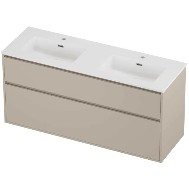 Proline Tribute Badmeubelset Porselein Elegant 2 Gaten 140x46x67 cm Mat White Soft Linen Beige