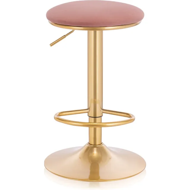 Saphly Barkrukken Set Roze - Luxe en Verstelbaar, Velvet en Roze/goud - Voor Eetkamer, Keuken en Woonkamer