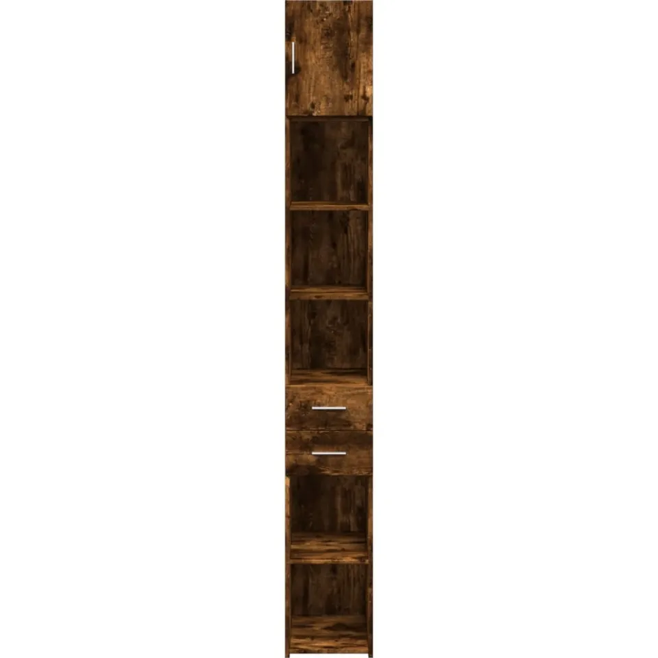 vidaXL Opbergkast smal 30x42,5x225 cm bewerkt hout gerookt eikenkleur Bruin