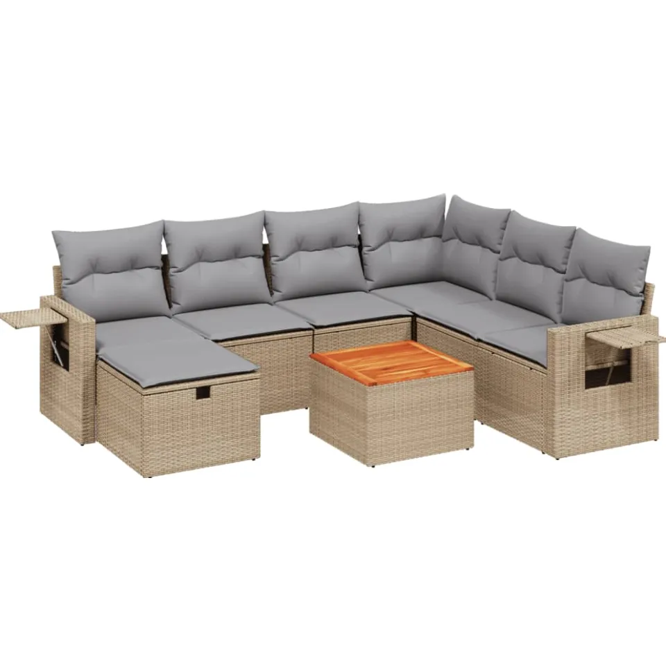 vidaXL Patio Sofa Set 6-zits Mix Beige en Lichtgrijs, foto 3