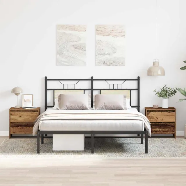 vidaXL Nachtkastje 2 st Oudhout 45 x 34 x 44,5 cm Bewerkt hout bruin, foto 2