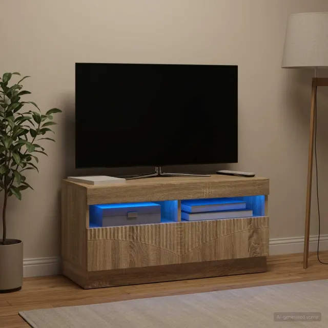 vidaXL LED tv-meubel Sonoma Eiken Bewerkt hout, foto 2