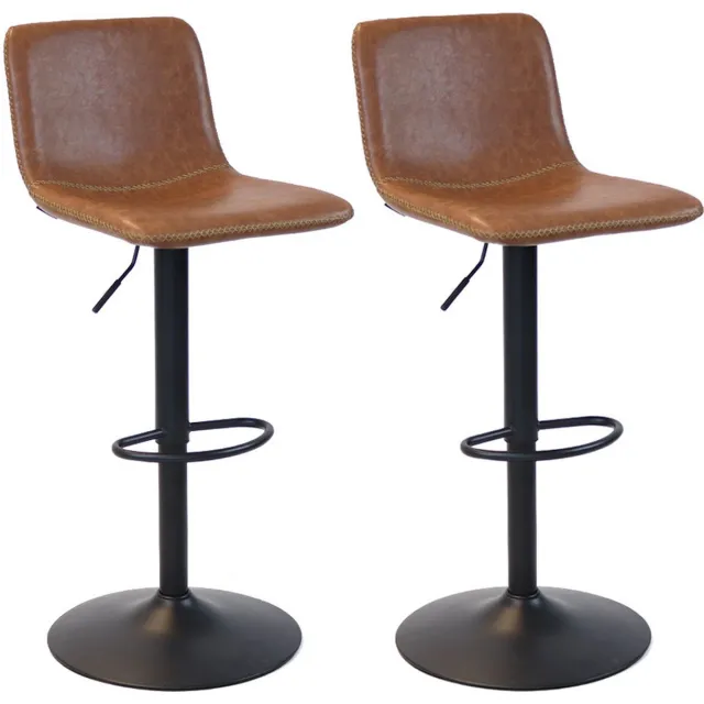 Bronx71 Industriële Barkruk Texas leer cognac 60 - 76 cm - draaibaar - Barkrukken set van 2 - barstoel