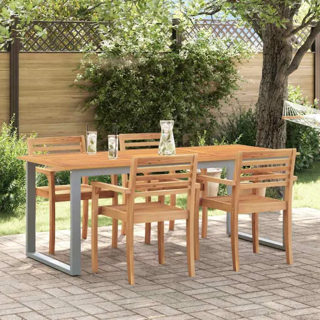vidaXL Tuinstafel Grijs 160 x 80 x 75 cm Massief Acaciahout, foto 2
