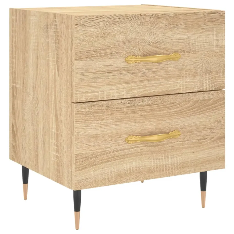 vidaXL Nachtkastje 40x35x47,5 cm bewerkt hout sonoma eikenkleurig Bruin