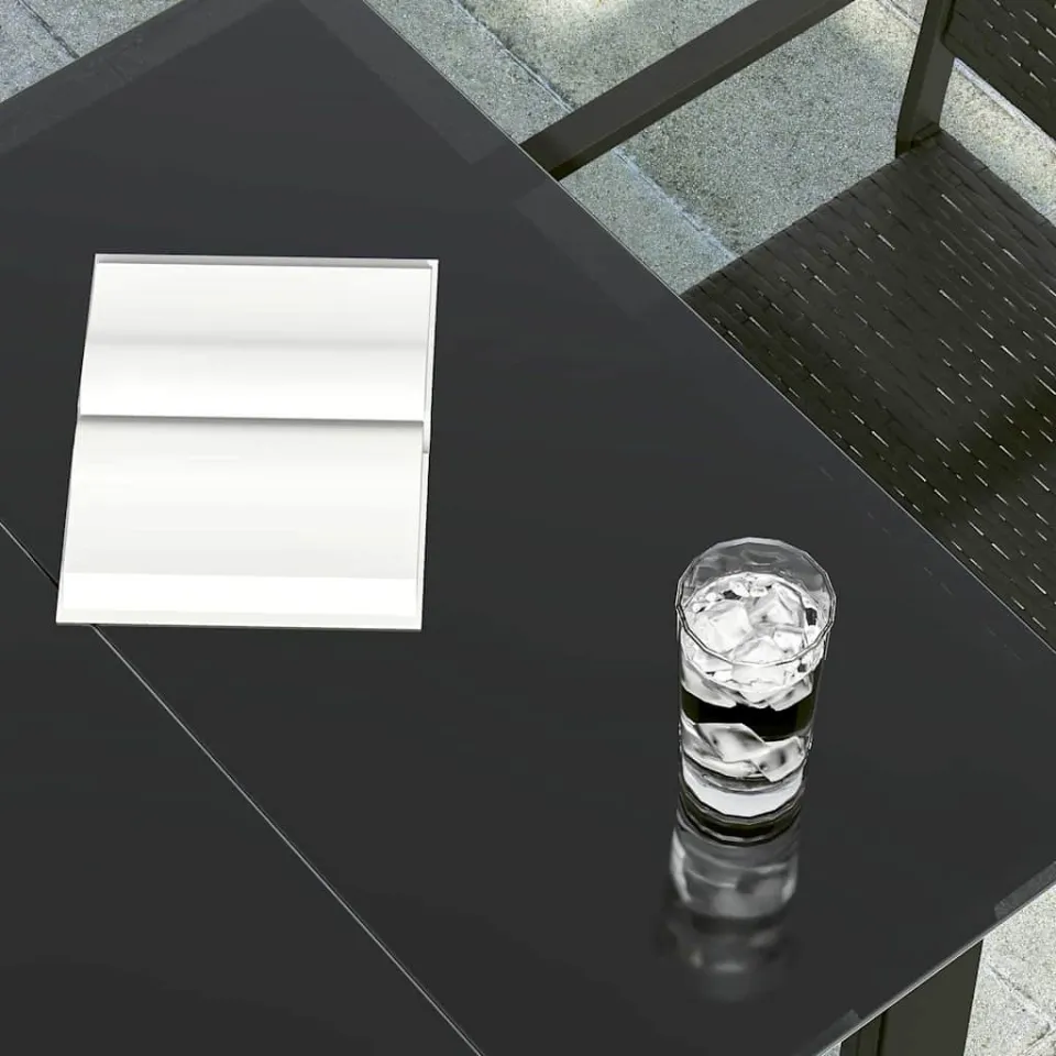 vidaXL Tuintafel 200x100x74 cm staal en glas zwart, foto 4