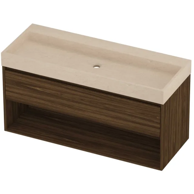 Proline Evoli Badmeubelset Hardsteen Loft Met Schap 120x46x62 cm Sand Stone Cabana Oak Eiken