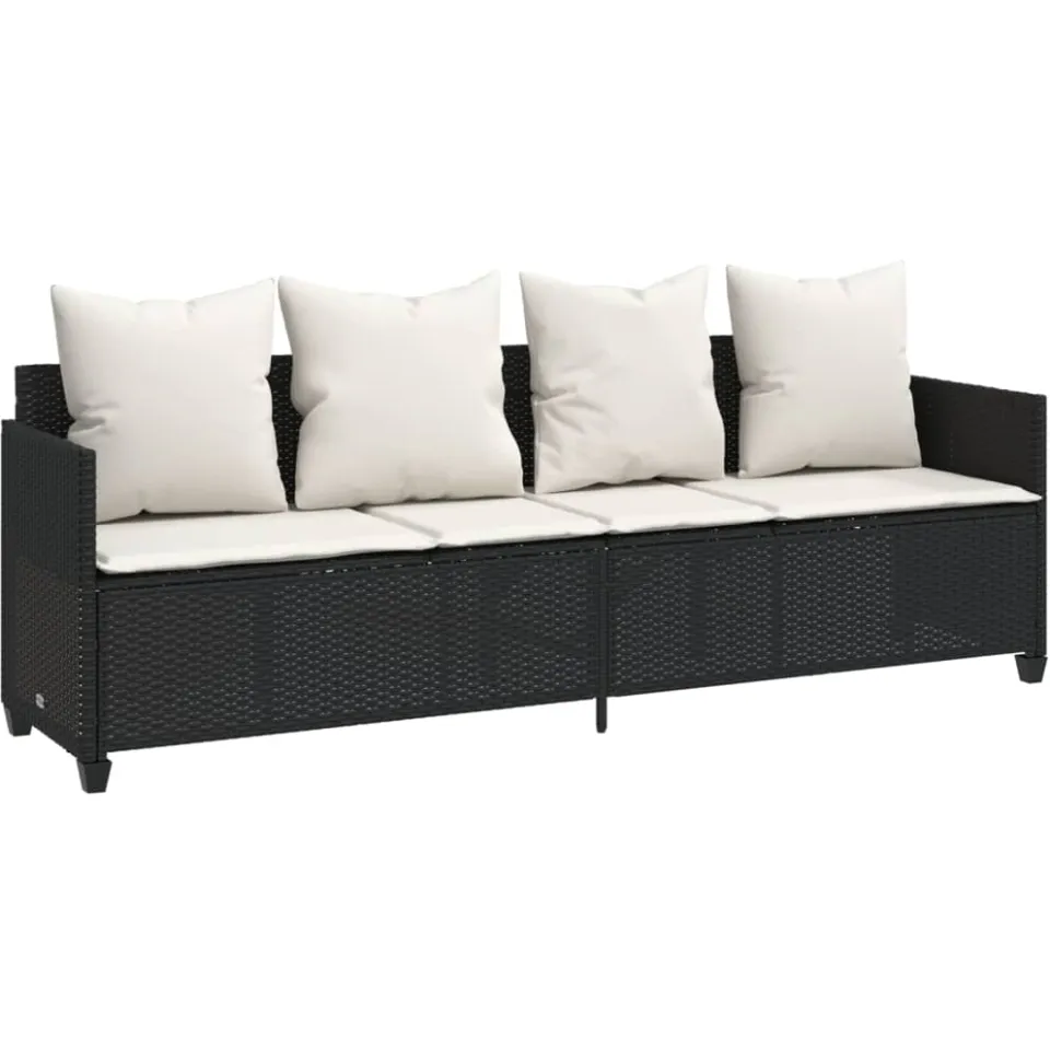 vidaXL 5-delige Loungeset met kussens poly rattan zwart