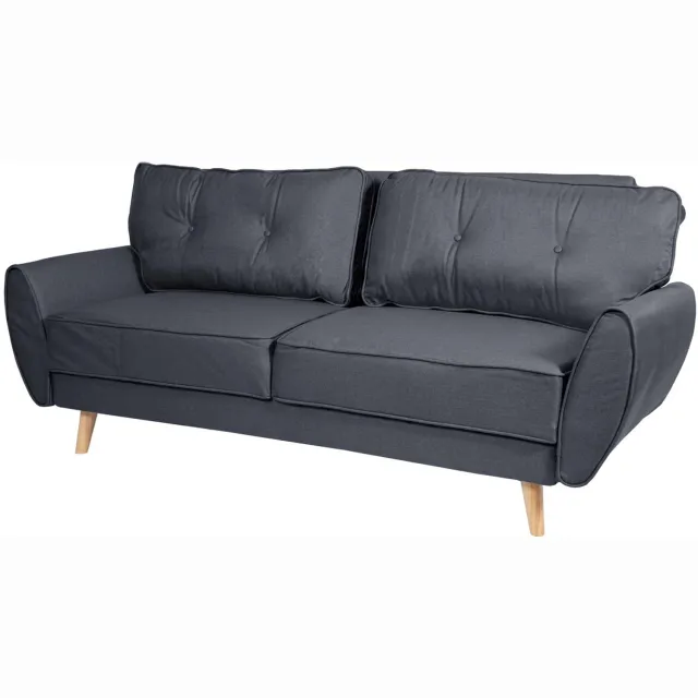 MCW 3-zits bank MCW-J19, bank uitklapbare loungebank, slaapfunctie 203cm ~ stof/textiel antraciet