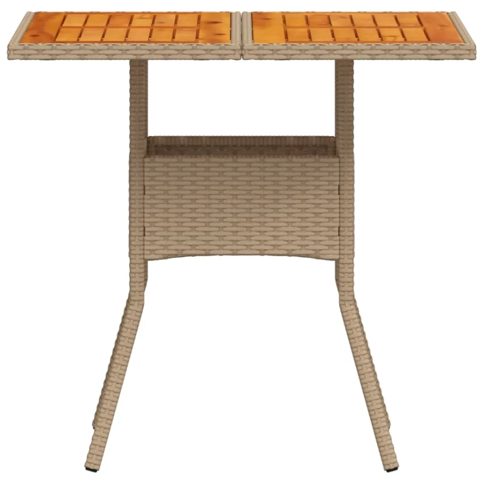 vidaXL Tuintafel 80x80x75 cm poly rattan en acaciahout beige, foto 4