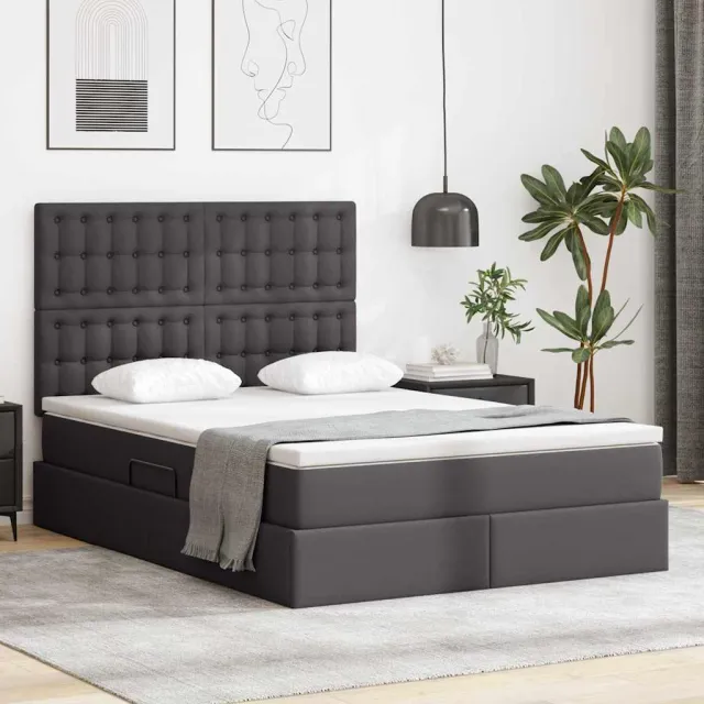 vidaXL Opslag bed Grijs 140 x 200 cm Nep Leer