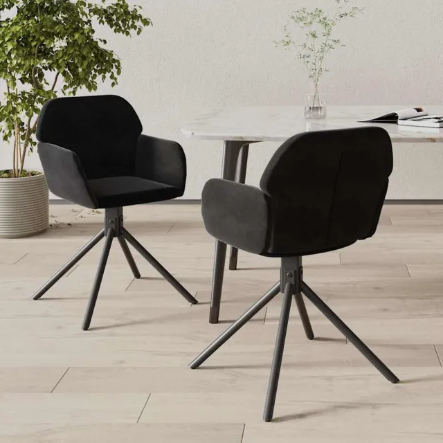 vidaXL Eetkamerstoelen draaibaar 2 st fluweel zwart