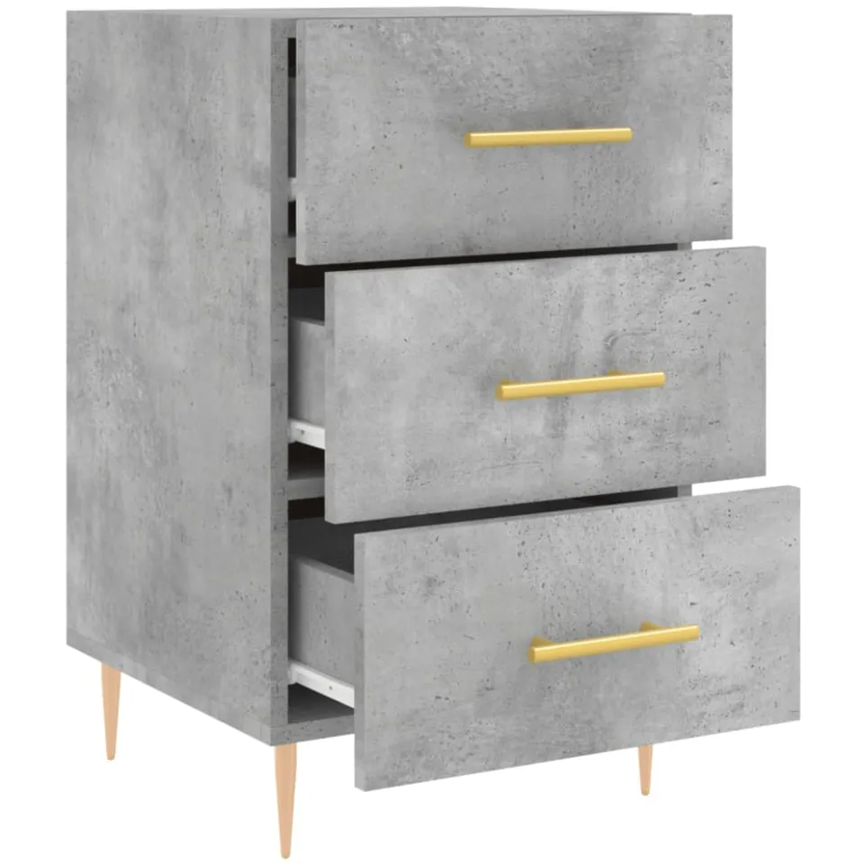 vidaXL Nachtkastje 40x40x66 cm bewerkt hout betongrijs grijs, foto 4