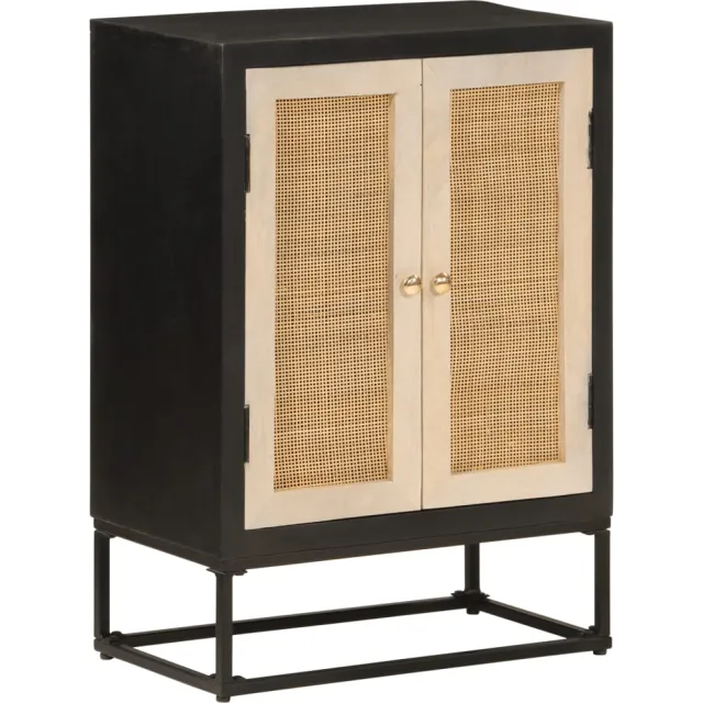 vidaXL Dressoir 55x30x76 cm massief mangohout en ijzer zwart