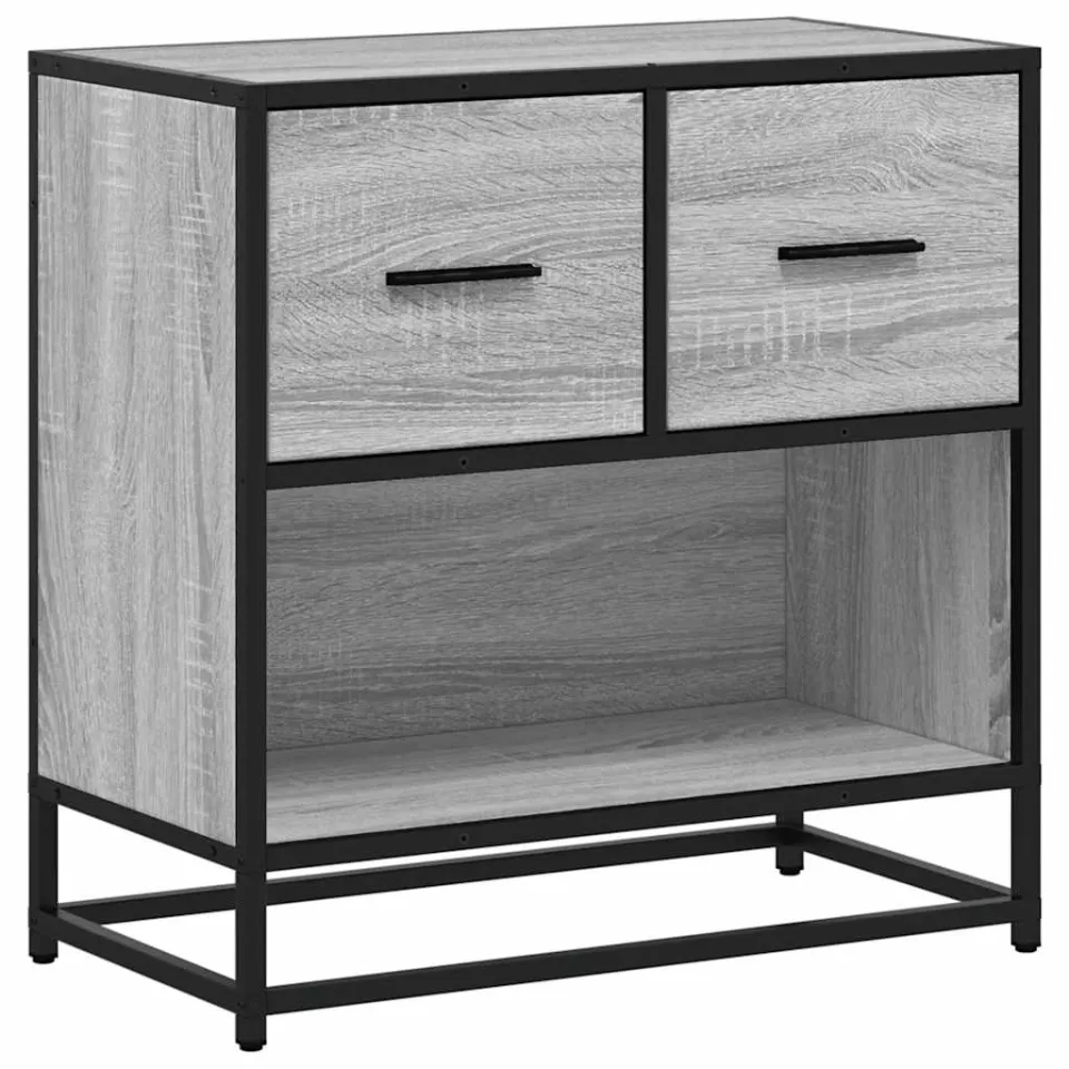 vidaXL Nachtkastje 60x31x60 cm bewerkt hout en metaal grijs sonoma, foto 3