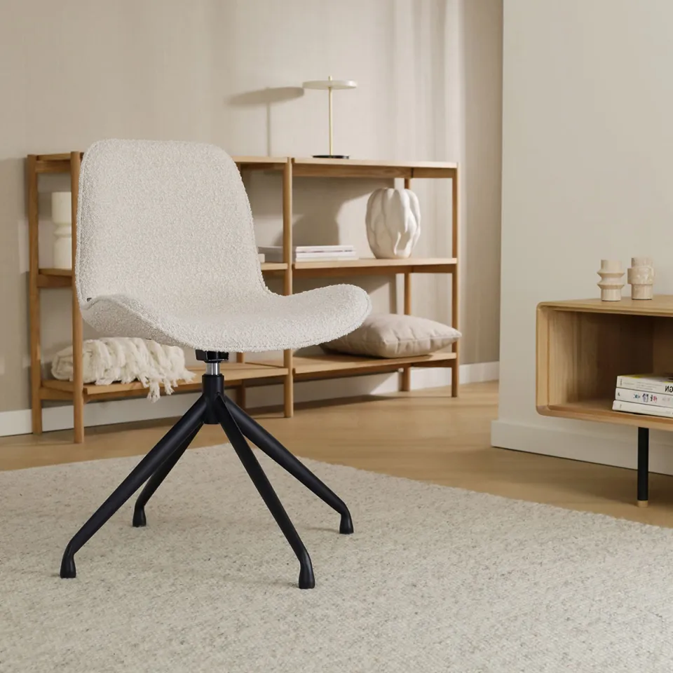 Nolon Nola-Fé draaibare eetkamerstoel bouclé beige - zwart onderstel, foto 2