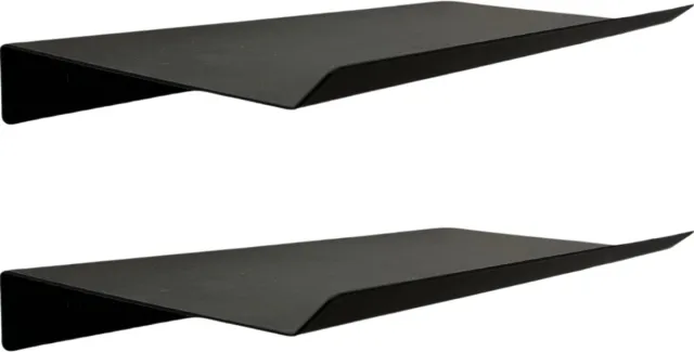 Serra Fé wandplank - zwevend - zwart - metaal - set van 2 - 30x15cm per stuk