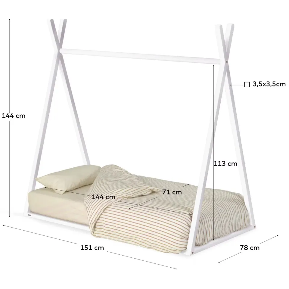 Kave Home Maralis tipi kinderbed wit, foto 6