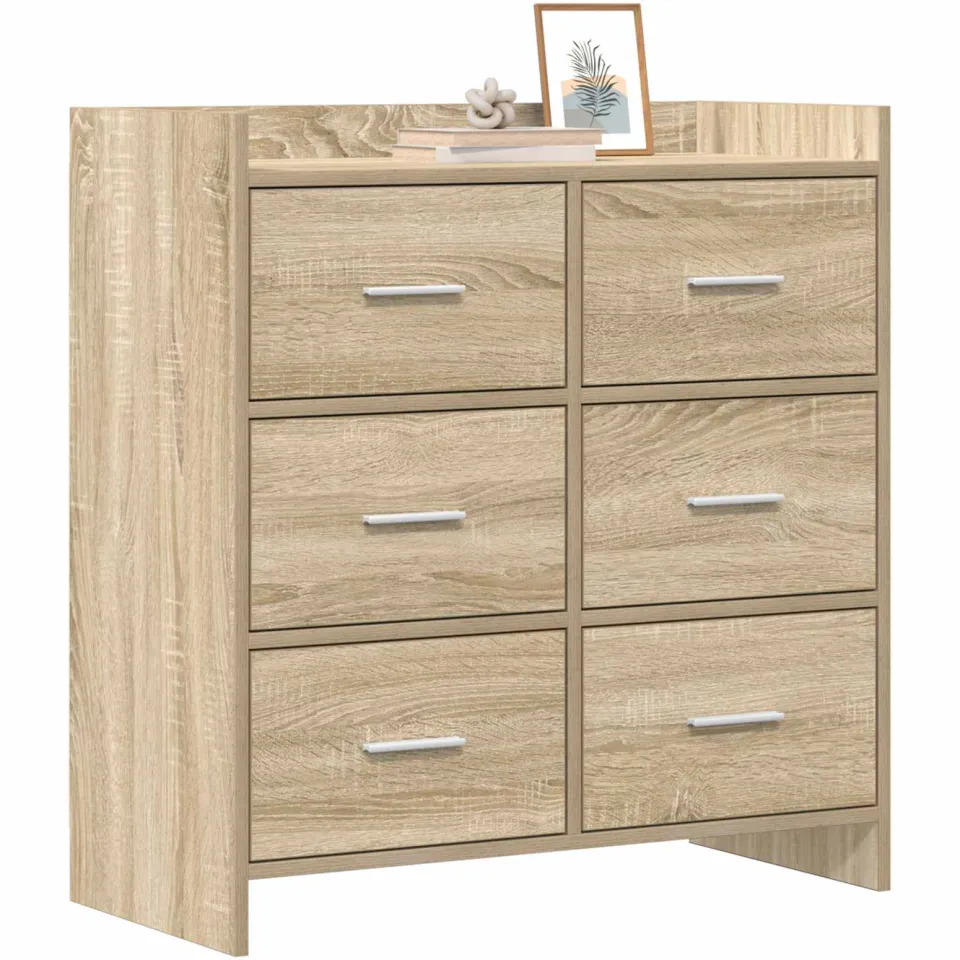 vidaXL Dressoir Sonoma Eiken 75 x 33 x 80 cm Bewerkt hout, foto 2