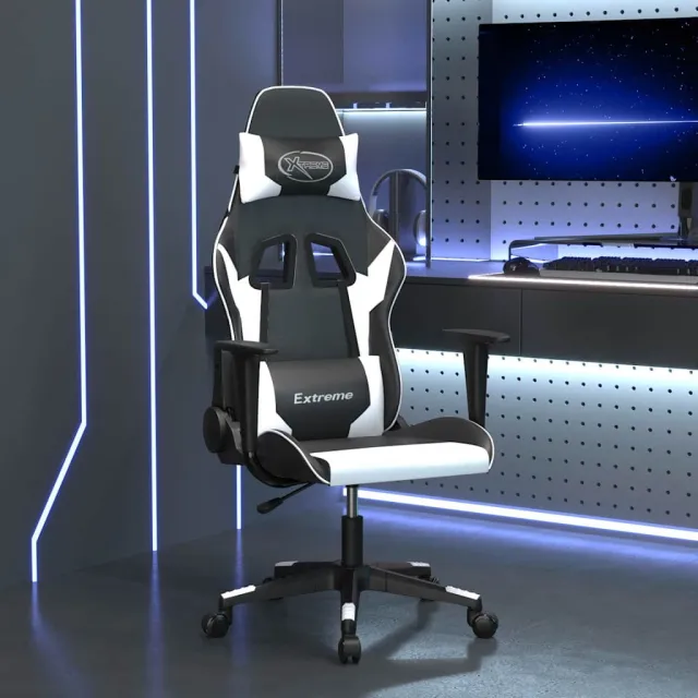 vidaXL Massage gamestoel kunstleer zwart en wit
