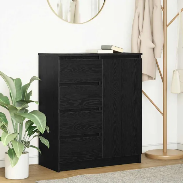 vidaXL Dressoir met lades 71x35x84 cm spaanplaat zwart eikenkleurig, foto 2