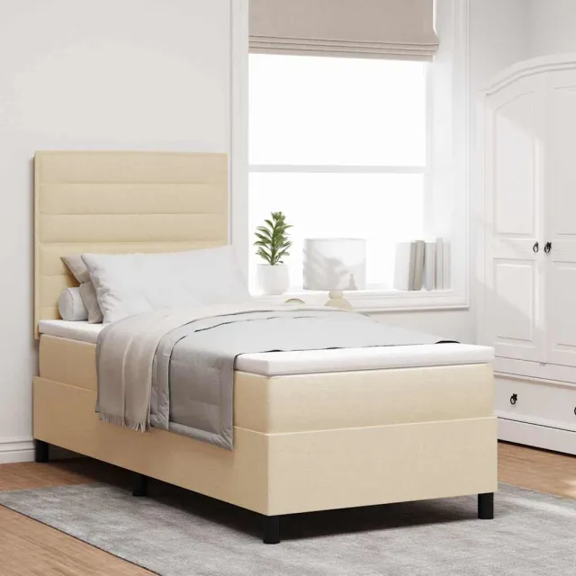 vidaXL Boxspring bed met matras met LED Crème 90 x 200 cm Stof