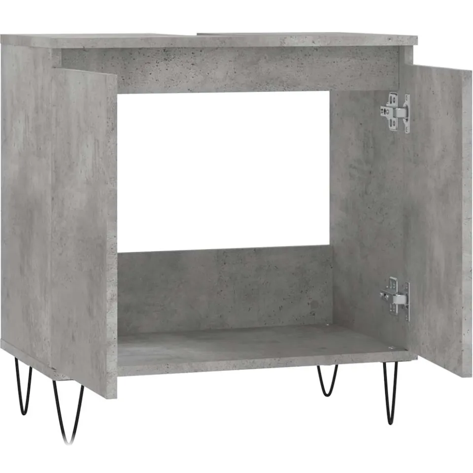 vidaXL Badkamerkast 58x33x60 cm bewerkt hout betongrijs grijs, foto 4