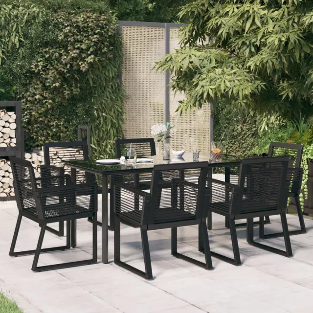 vidaXL 7-delige Tuinset PVC-rattan zwart, foto 2