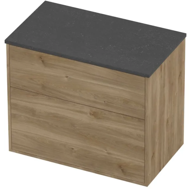 Proline Deck Badmeubelset Hardsteen Voor Grepen Asymmetrisch 80x46x67 cm Blue Stone Cider Oak Eiken