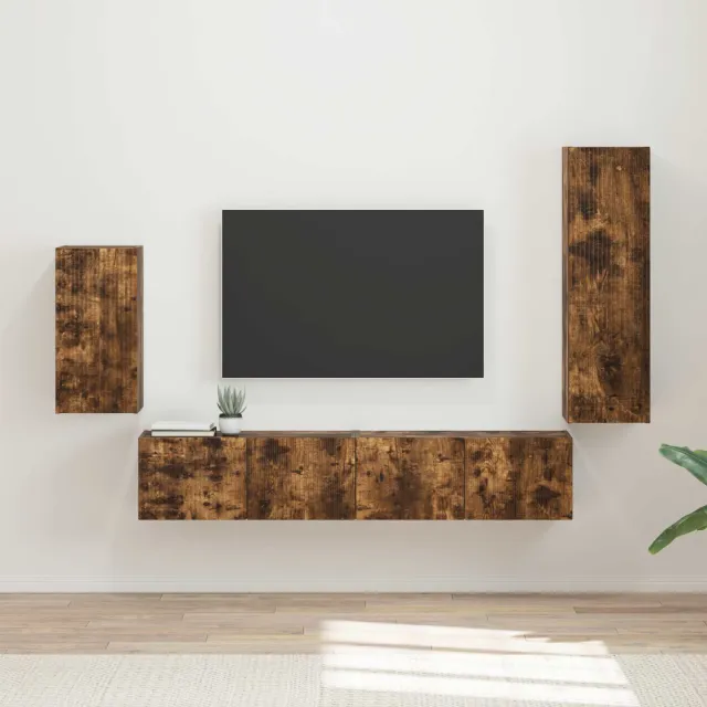 vidaXL Tv-meubelset 4 st 31 x 30 x 100 cm Gerookt eiken Bruin