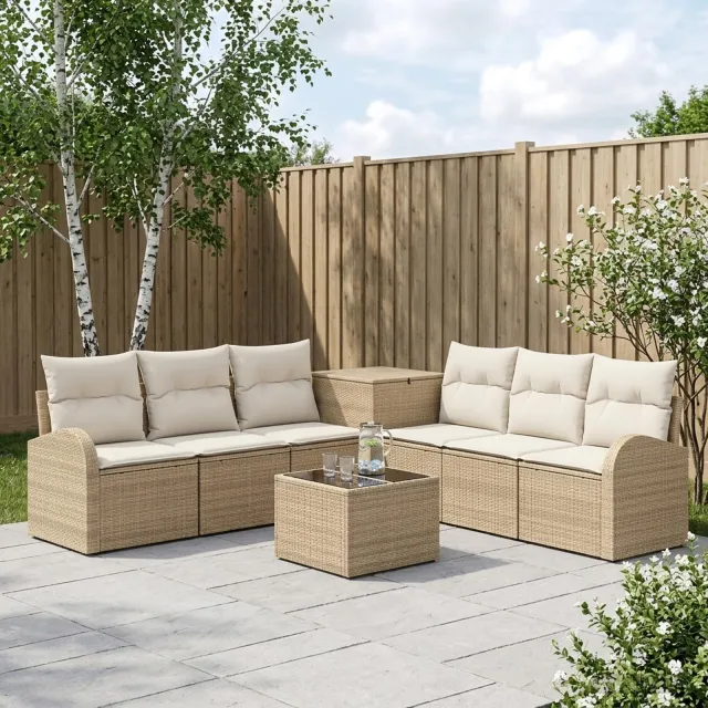 vidaXL Bankstel 8 st Beige en Crème Wit 55 x 55 x 37 cm