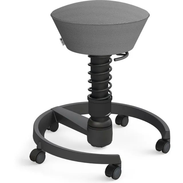 Swopper Aeris Swopper - ergonomische bureaukruk - zwart onderstel - grijze zitting - zachte wielen - mesh - standaard Zwart/ grijs