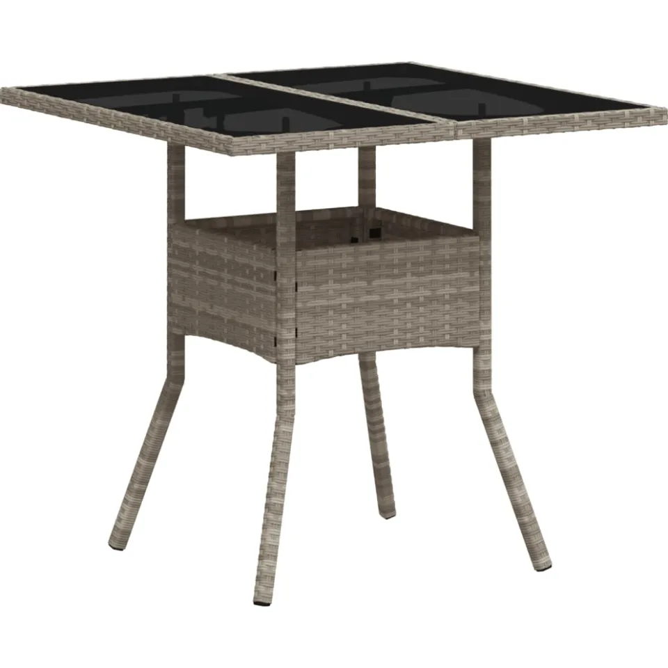 vidaXL 5-delige Tuinset met kussens poly rattan en glas lichtgrijs grijs, foto 4