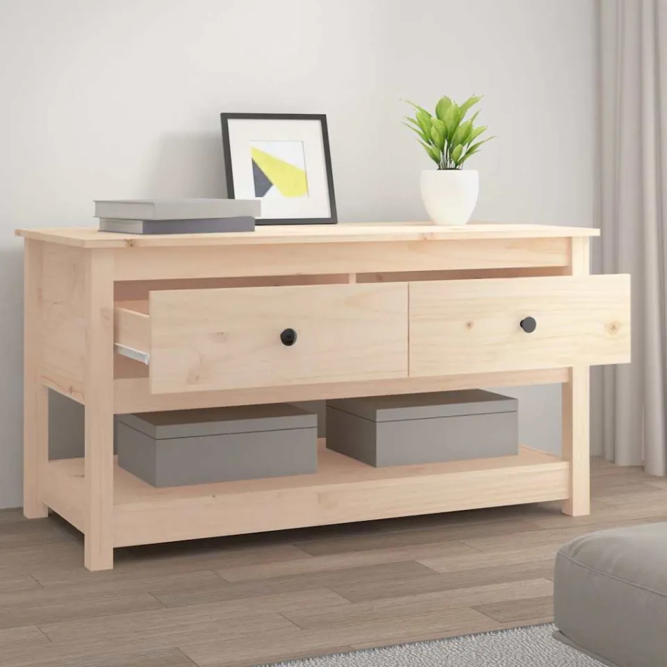 vidaXL Salontafel 102x49x55 cm massief grenenhout bruin, foto 2