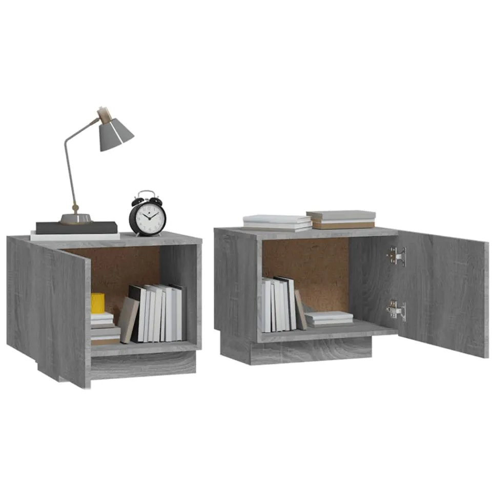 vidaXL Nachtkastje 100x35x40 cm bewerkt hout grijs sonoma eikenkleurig