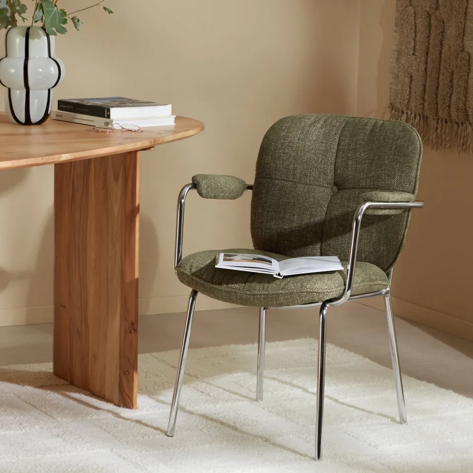NOUS Living eetkamerstoel Chrome groen, foto 3